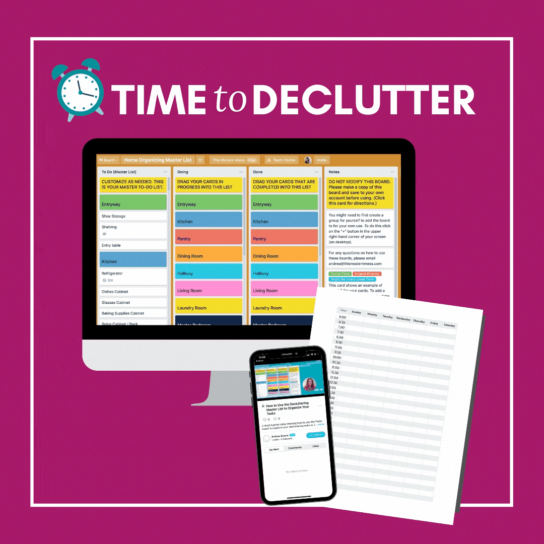 Graphic with Time to Declutter Toolkit screenshots