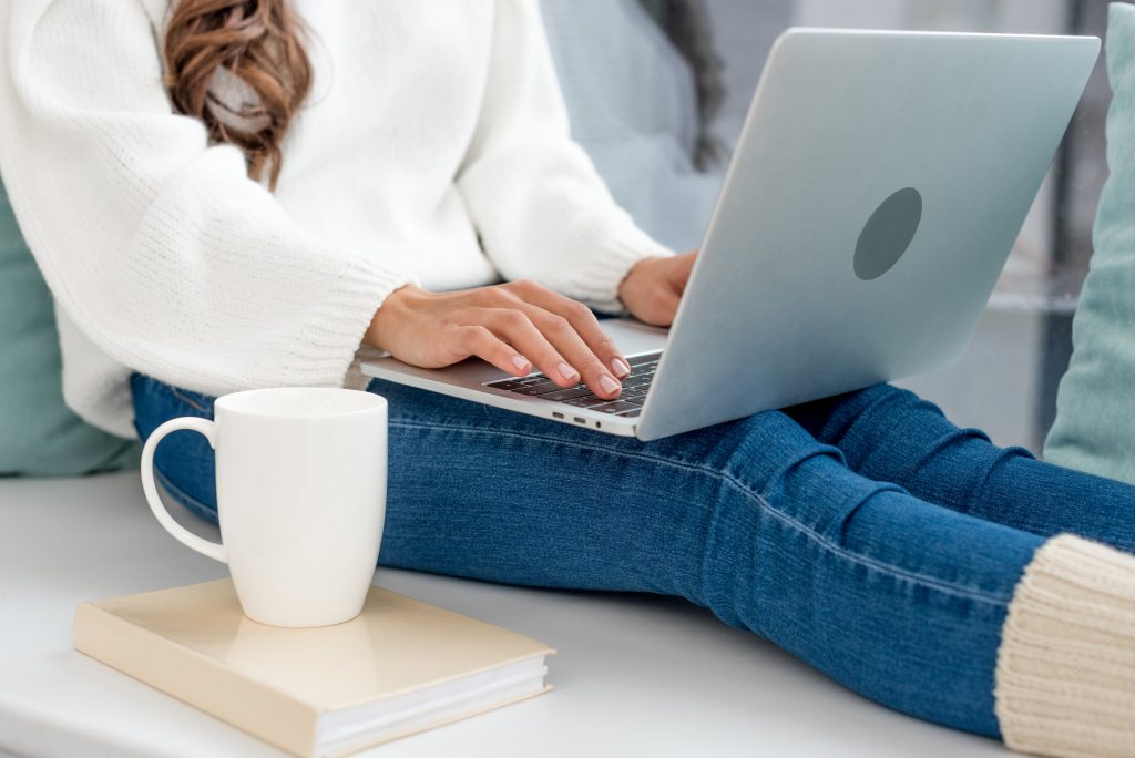 woman using laptop