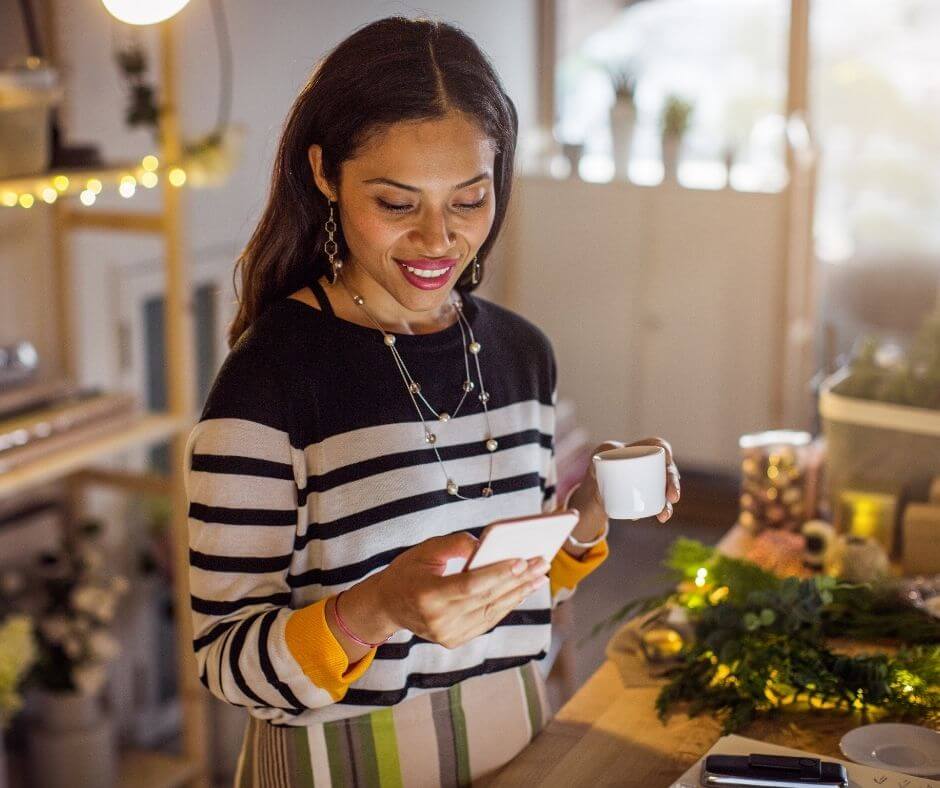 woman using smartphone to make a purchase or order a service