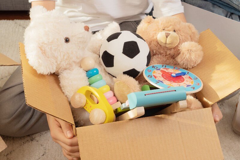 Donation box with toys inside